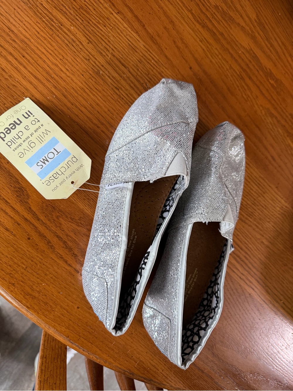 Toms Silver Sparkle Classic Slip-On Flats